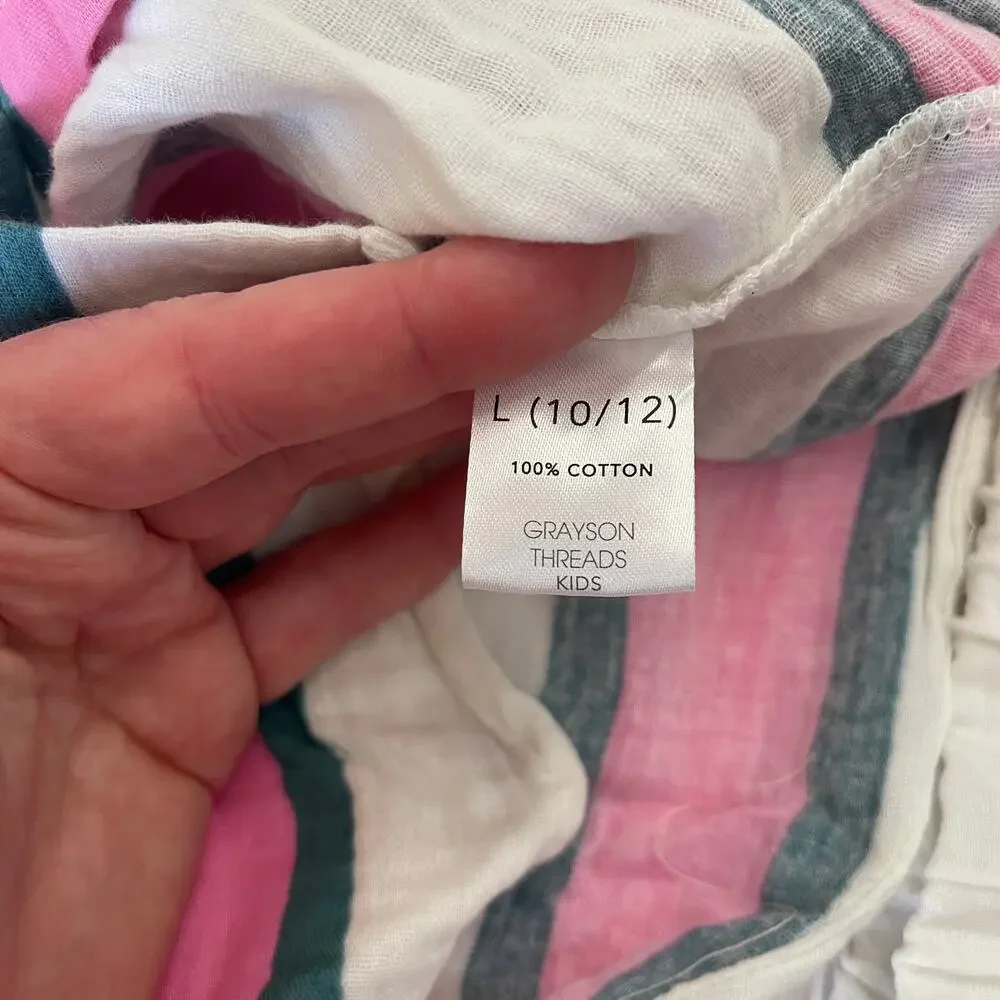 NWT Grayson Threads Striped Cotton Lightweight Top Shorts Set‎ Girls Large 10/12